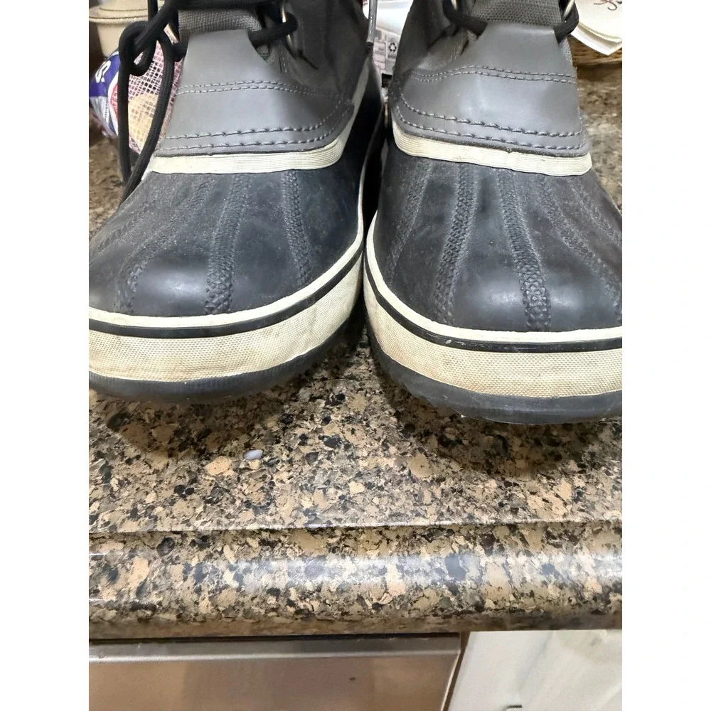 Sorel Winter Carnival Waterproof‎ Boots Grey Black Faux Fur NL1495-035 Womens 10